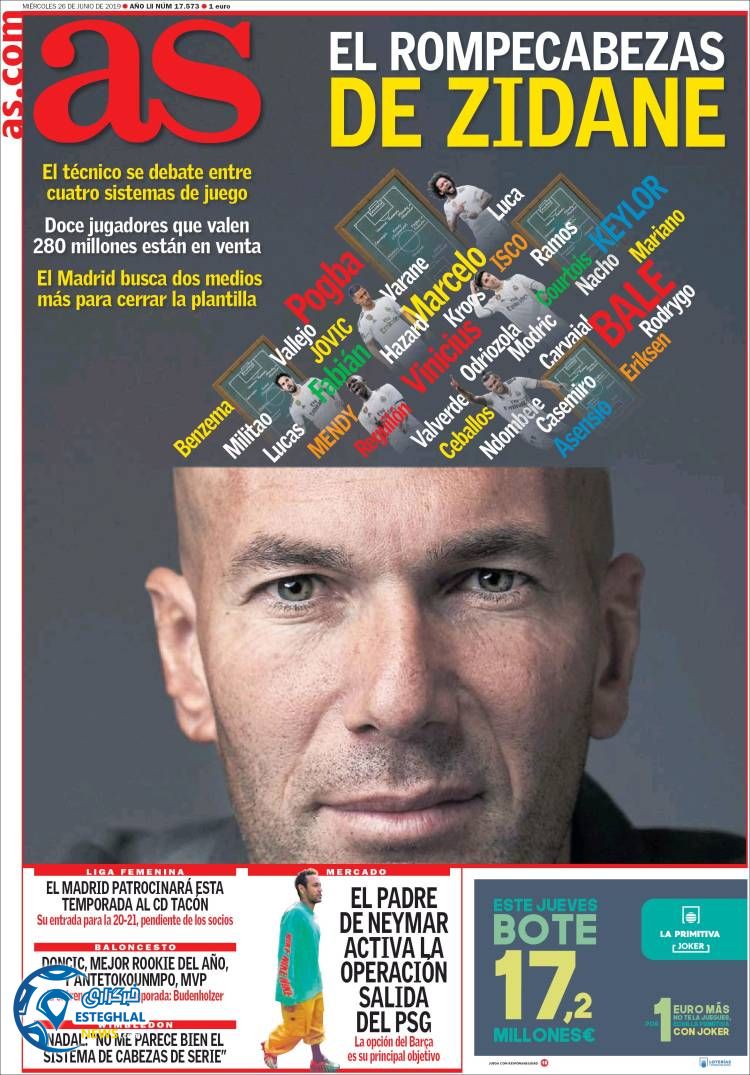 روزنامه ورزشی آاس چهارشنبه 5 تیر 1398