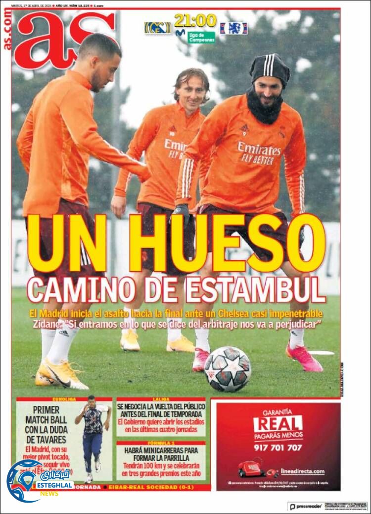 روزنامه ورزشی آ اس سه شنبه 7 اردیبهشت 1400