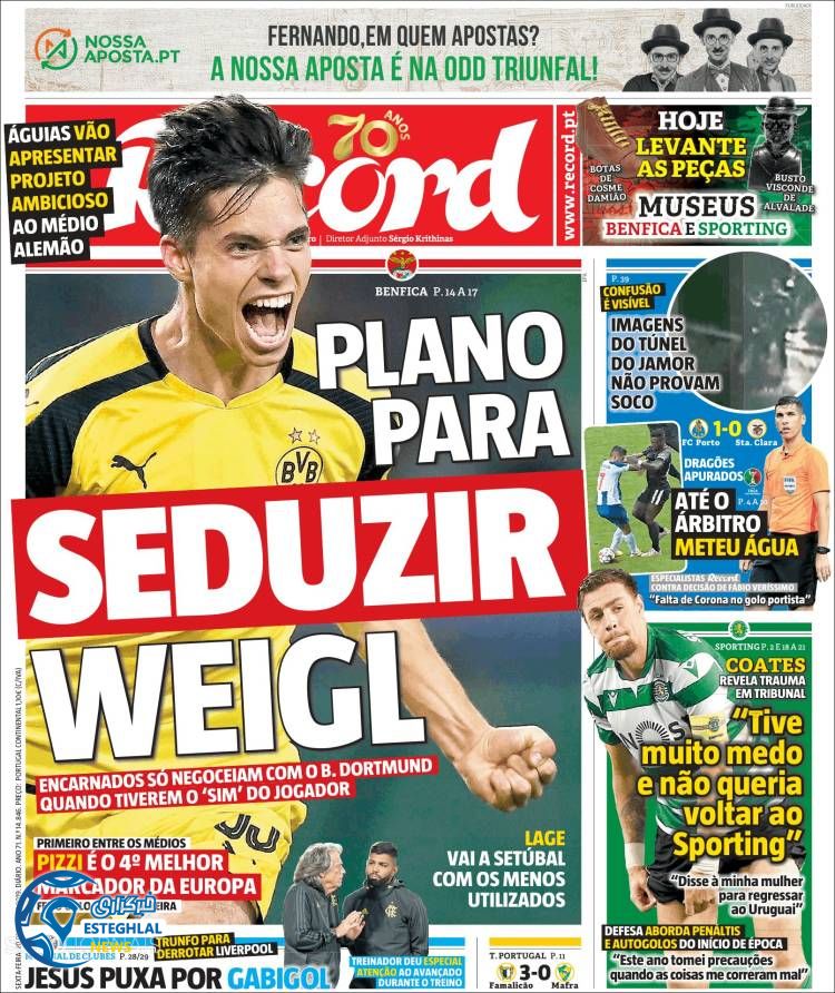 روزنامه ورزشی رکورد جمعه 29 آذر 1398