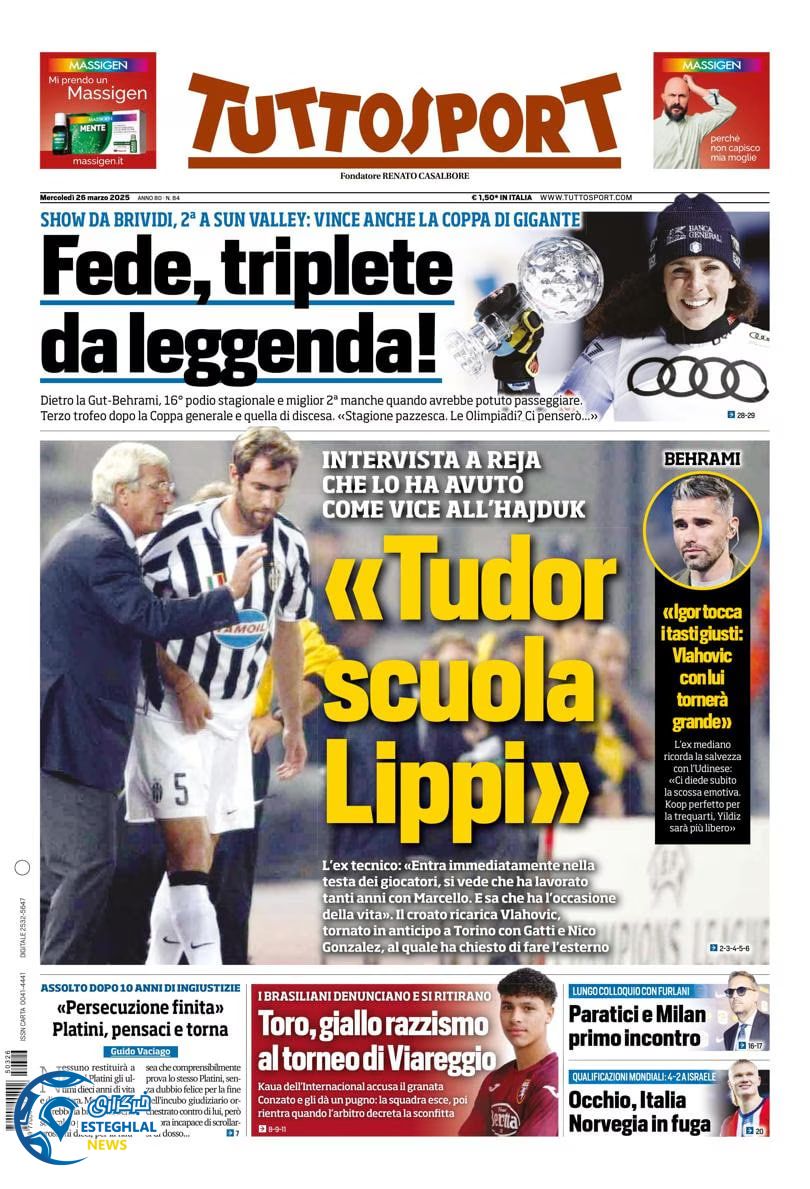 روزنامه  ورزشی توتو اسپورت چهارشنبه 6 فروردین 1404 