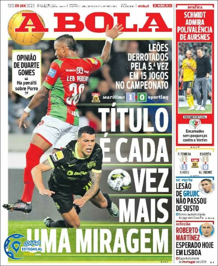 روزنامه ورزشی آبولا دوشنبه 19 دی 1401 