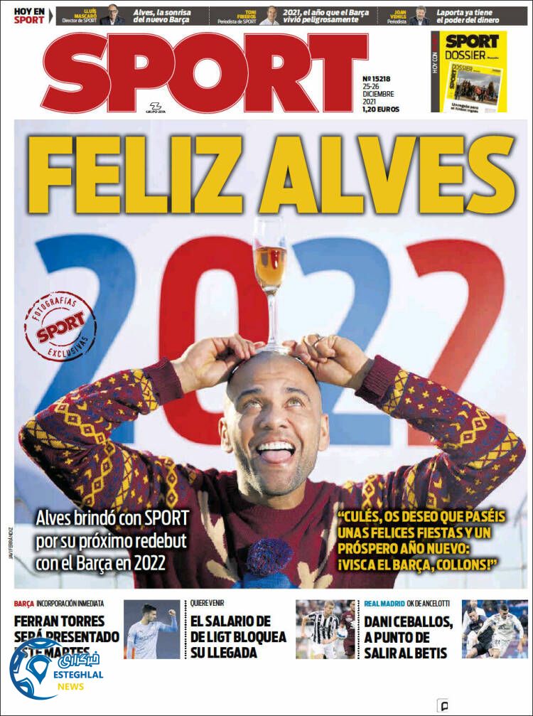 روزنامه ورزشی اسپورت شنبه 4 دی 1400