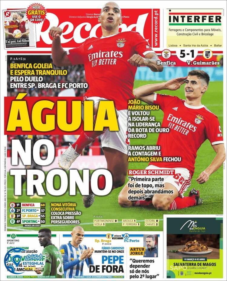 روزنامه ورزشی رکورد یکشنبه 28 اسفند 1401 