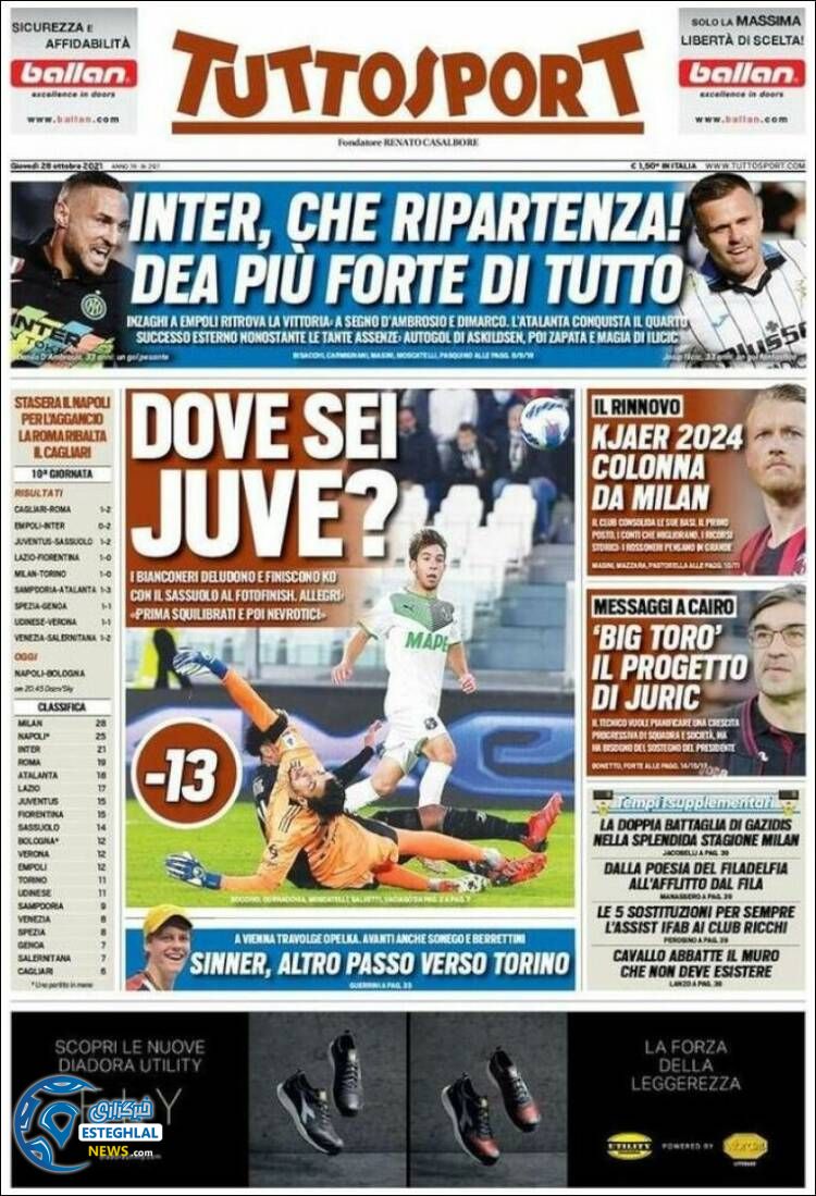 روزنامه ورزشی توتو اسپورت پنجشنبه 6 آبان 1400 