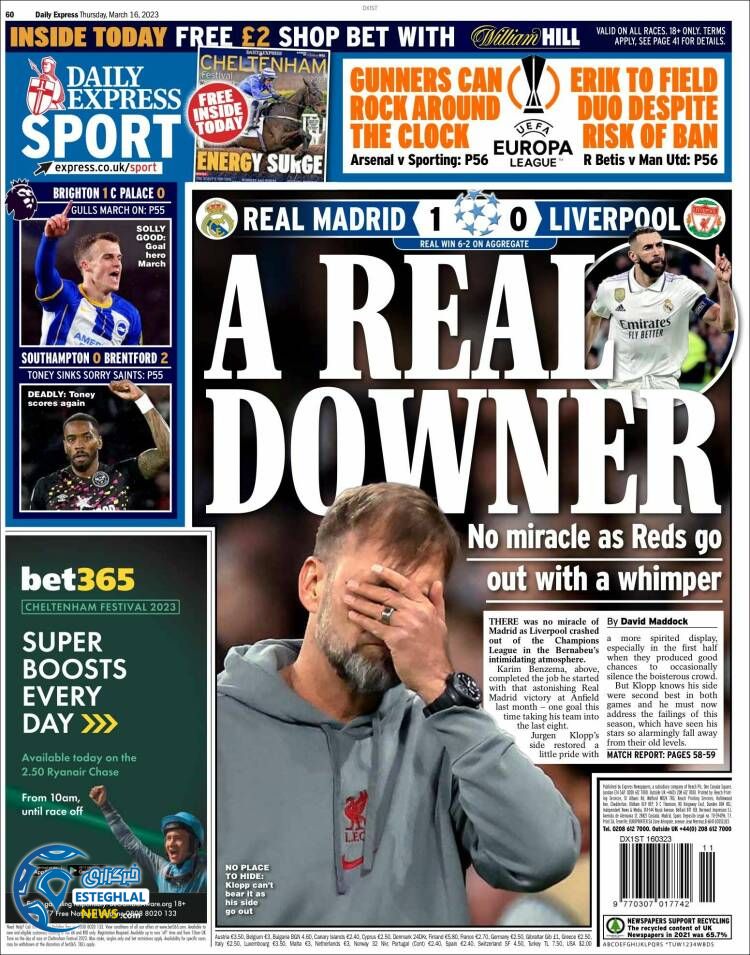 روزنامه  ورزشی اکسپرس اسپورت پنجشنبه 25 اسفند 1401 