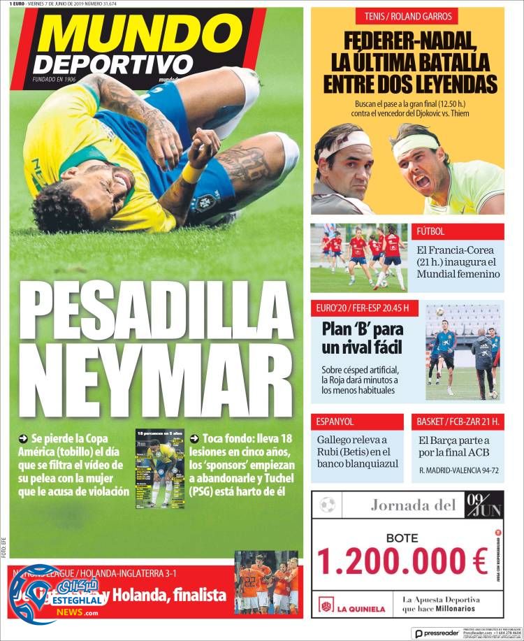 روزنامه موندودپورتیوو جمعه 17 خرداد 1398