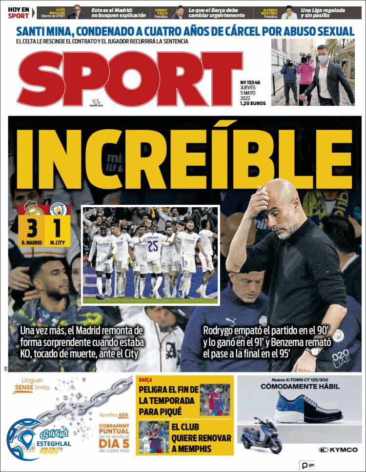 روزنامه ورزشی اسپورت پنجشنبه 15 اردیبهشت 1401