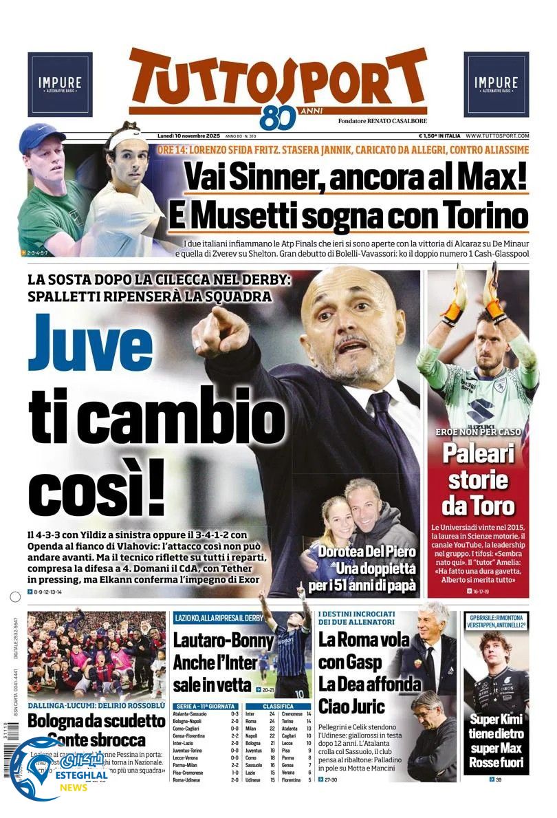 روزنامه ورزشی توتو اسپورت دوشنبه 19 آبان 1404  