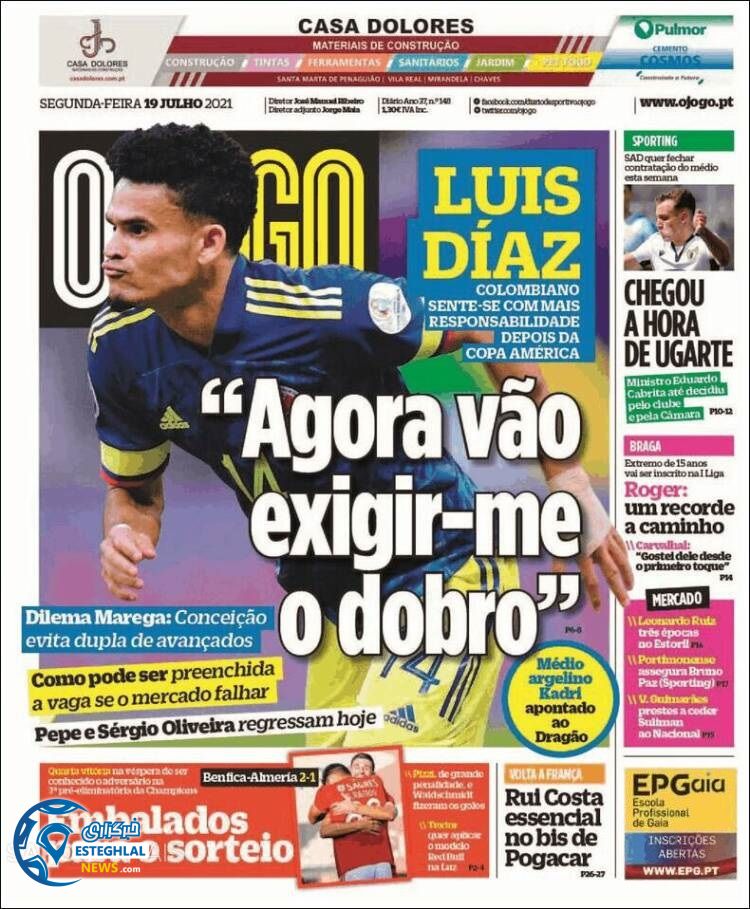 روزنامه ورزشی اوجوگو دوشنبه 28 تیر 1400