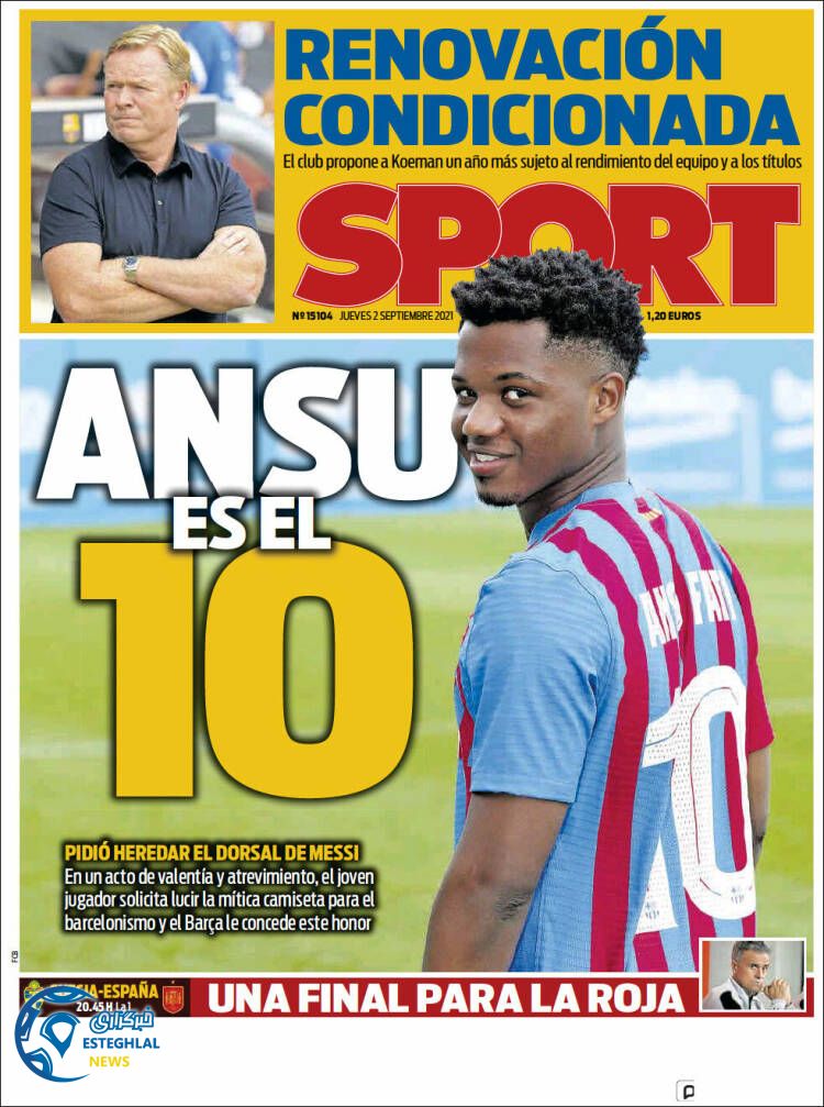 روزنامه ورزشی اسپورت پنجشنبه 11 شهریور 1400