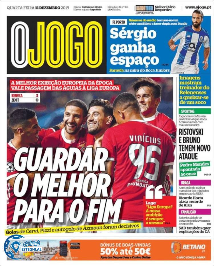 روزنامه ورزشی جوگو چهارشنبه 20 آذر 1398