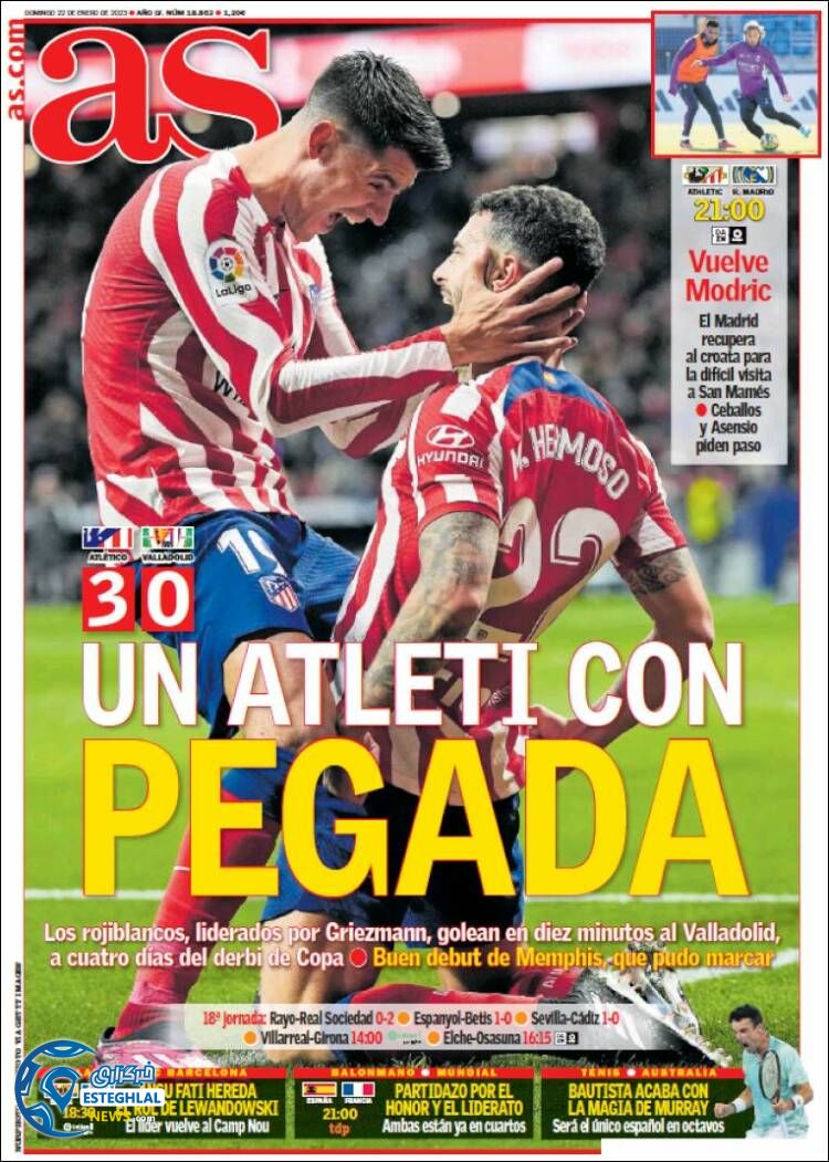 روزنامه ورزشی آ اس یکشنبه 2 بهمن 1401 