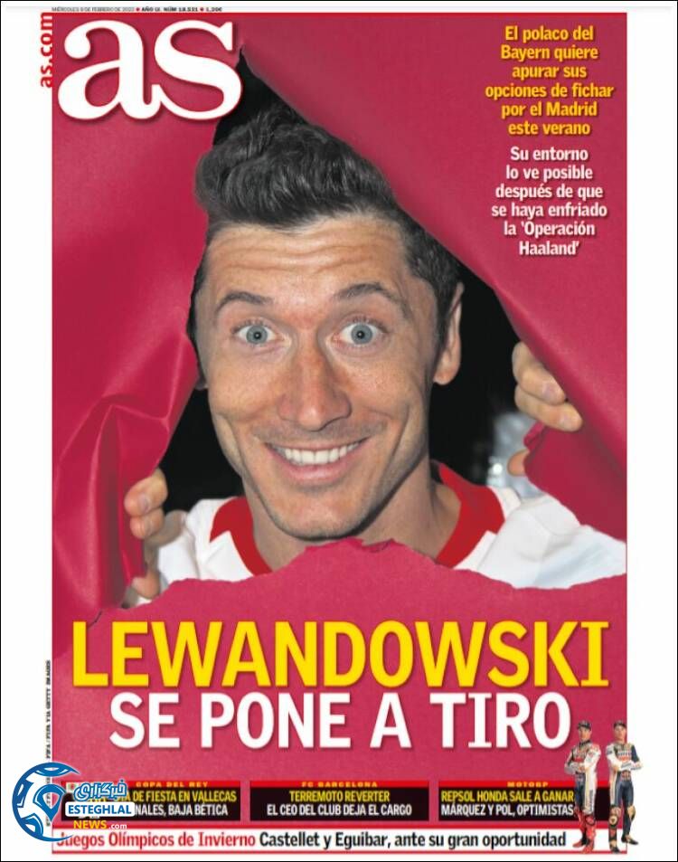 روزنامه ورزشی آ اس چهارشنبه 20 بهمن 1400