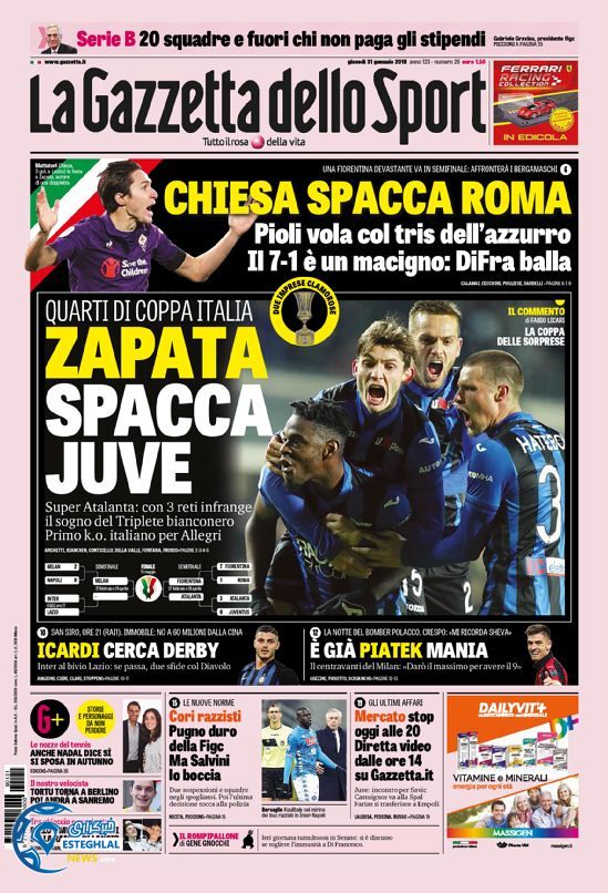 روزنامه ورزشی گاتزتا دلو اسپورت پنجشنبه 11 بهمن 1397