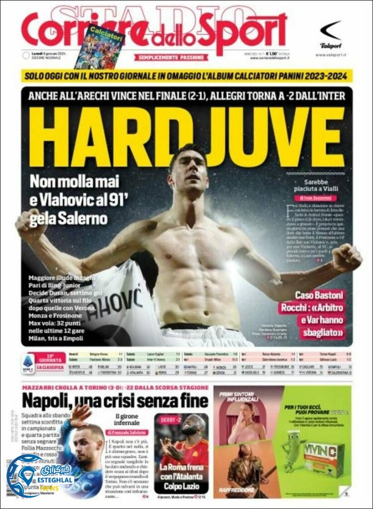 روزنامه ورزشی کوریره دلو اسپورت دوشنبه 18 دی 1402 