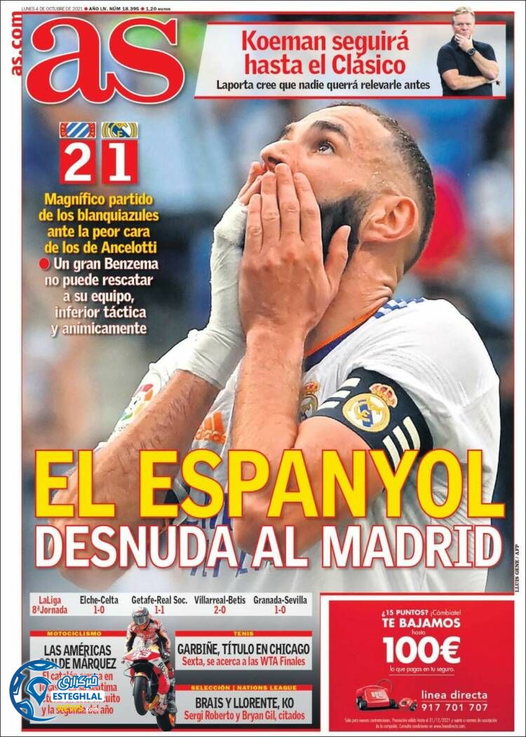 روزنامه ورزشی آ اس دوشنبه 12 مهر 1400