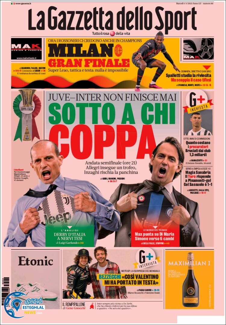 روزنامه  ورزشی گاتزتا دلو اسپورت سه شنبه 15 فروردین 1402 