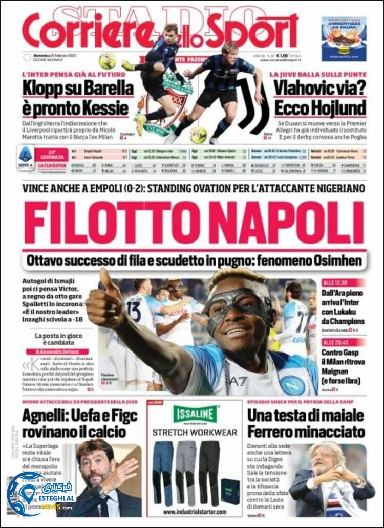 روزنامه ورزشی کوریره دلو اسپورت یکشنبه 7 اسفند 1401 