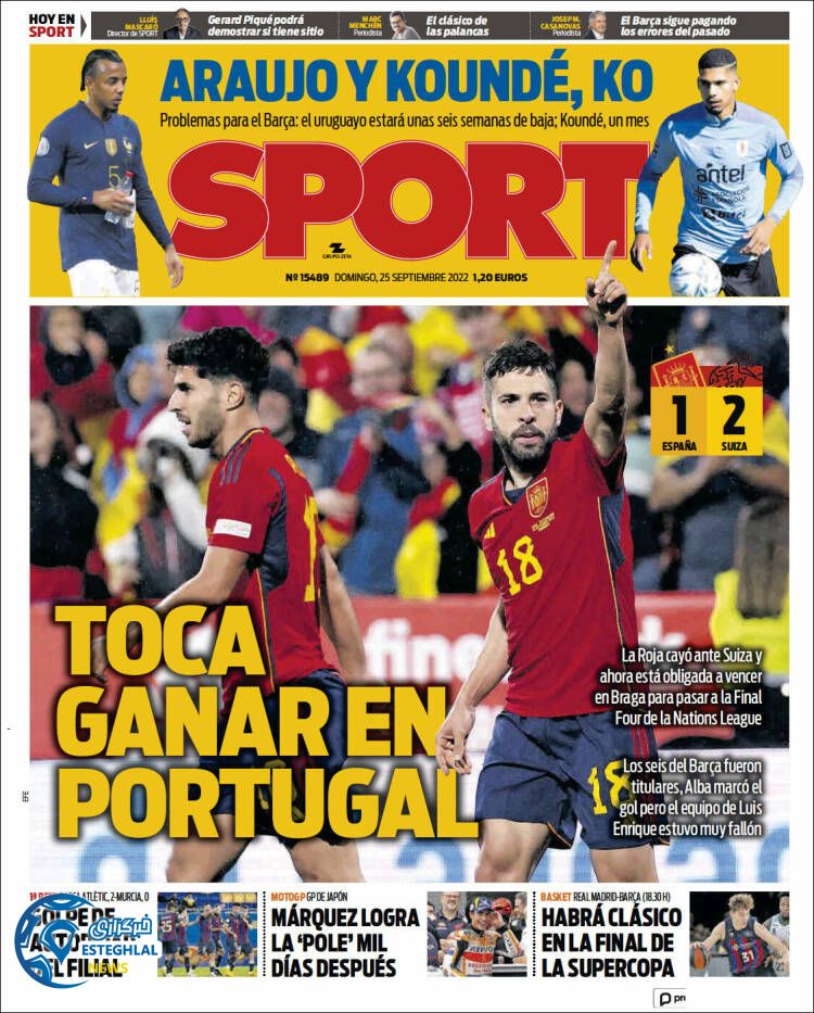 روزنامه ورزشی  اسپورت یکشنبه 3 مهر 1401