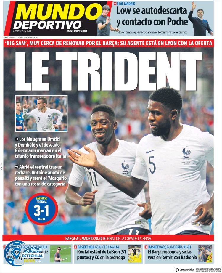 روزنامه ورزشی موندو دپورتیوو شنبه 12 خرداد 1397