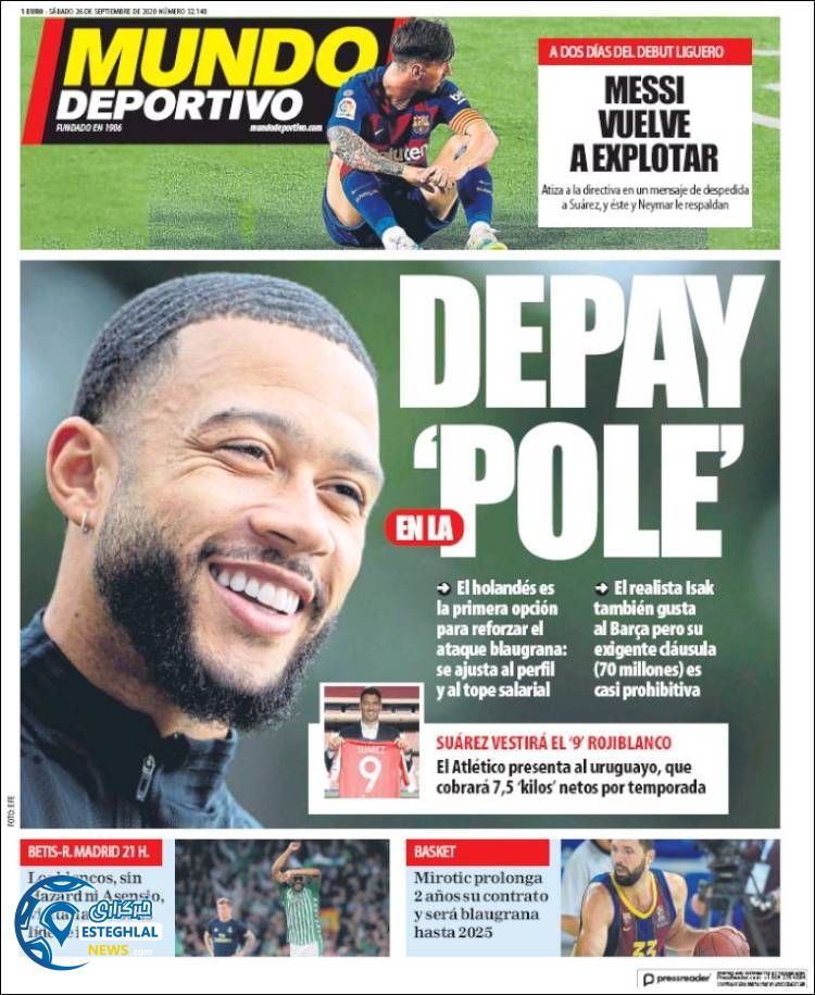 روزنامه ورزشی موندو دپورتیوو شنبه 5 مهر 1399