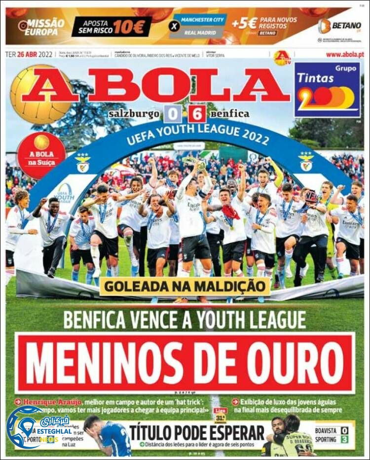 روزنامه ورزشی آبولا سه شنبه 6 اردیبهشت 1401