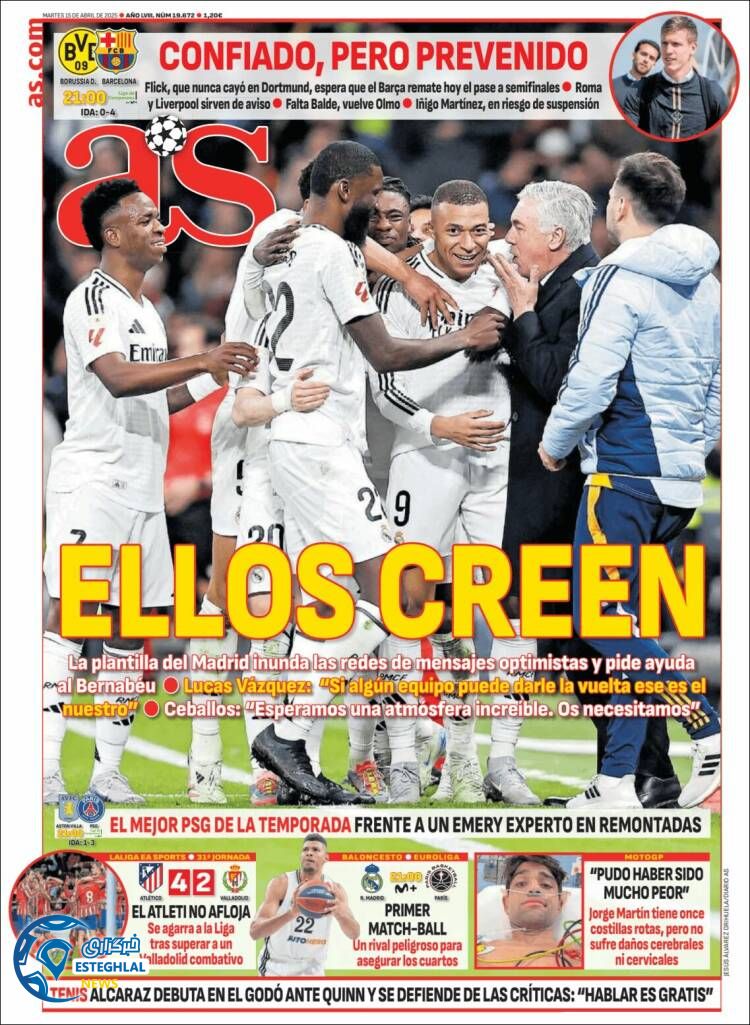 روزنامه ورزشی آ اس سه شنبه 26 فروردین 1404  