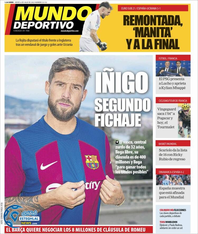 روزنامه ورزشی موندو دپورتیوو پنجشنبه 15 تیر 1402 