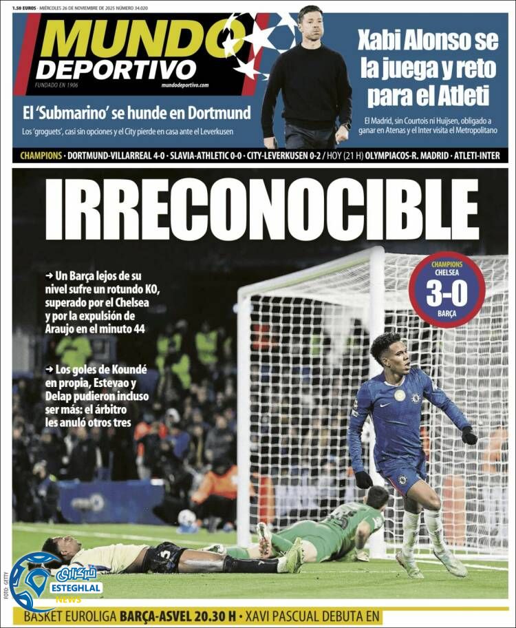 روزنامه ورزشی موندو دپورتیوو چهارشنبه 5 آذر 1404  