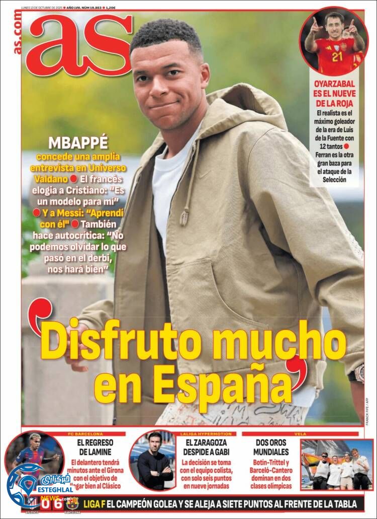 روزنامه ورزشی آ اس  دوشنبه 21 مهر 1404  