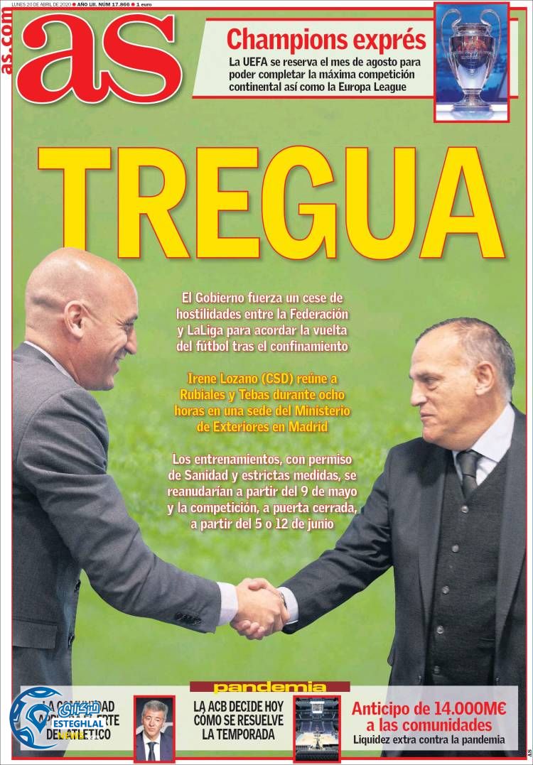 روزنامه ورزشی آاس دوشنبه 1 اردیبهشت 1399