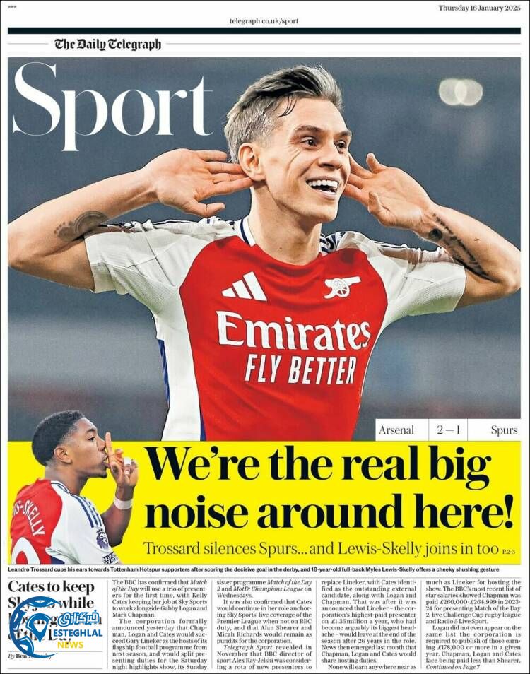 روزنامه  ورزشی تلگراف اسپورت پنجشنبه 27 دی 1403 