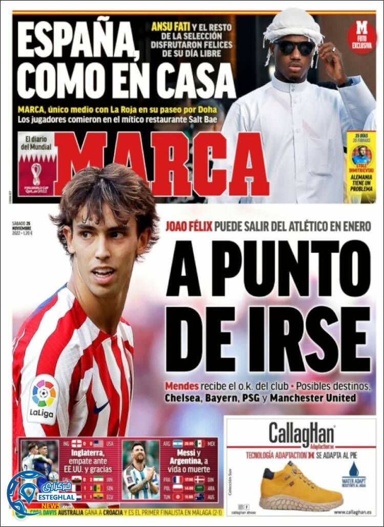 روزنامه ورزشی مارکا شنبه 5 آذر 1401 