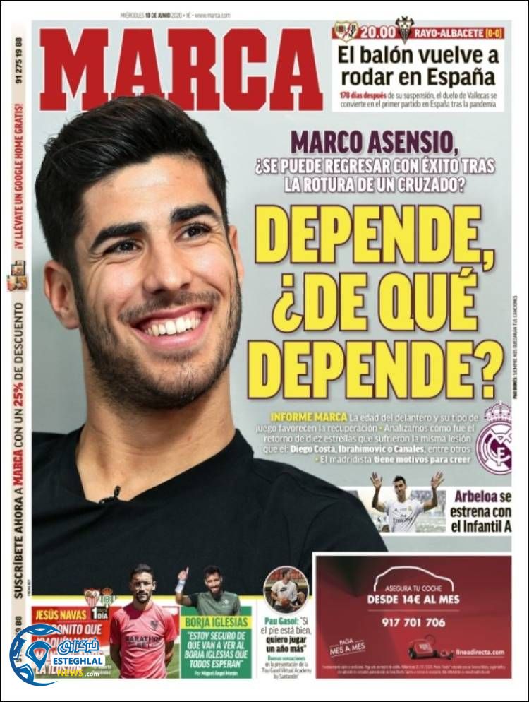 روزنامه ورزشی مارکا چهارشنبه 21 خرداد 1399