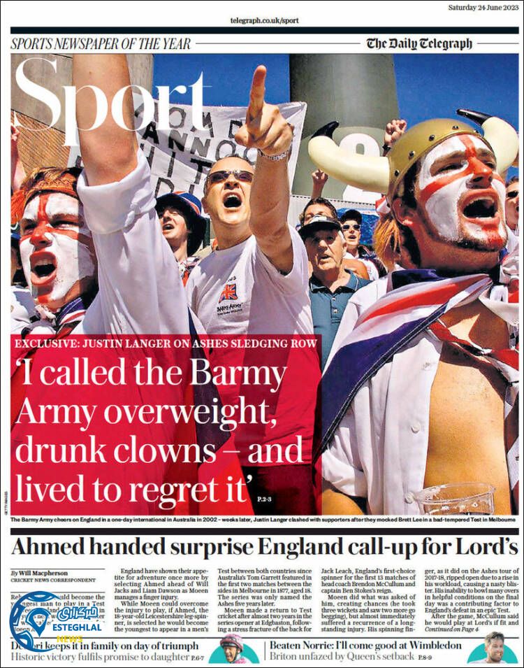 روزنامه ورزشی تلگراف اسپورت شنبه 3 تیر 1402 