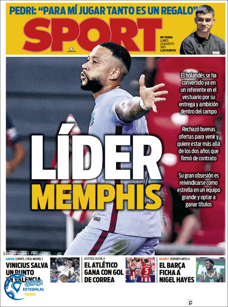 روزنامه ورزشی اسپورت دوشنبه 1 شهریور 1400