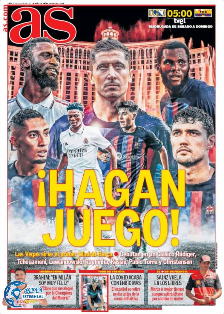 روزنامه  ورزشی آ اس شنبه 1 مرداد 1401