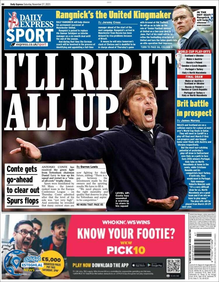 روزنامه ورزشی اکسپرس اسپورت شنبه 6 آذر 1400