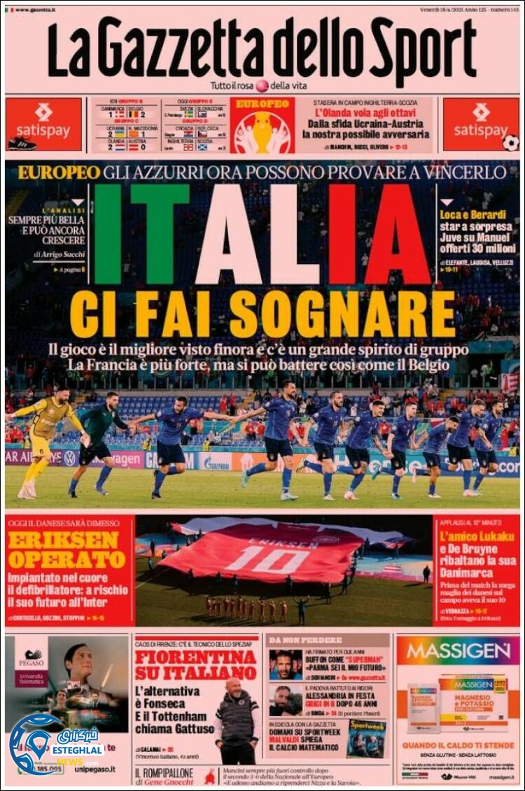 روزنامه ورزشی گاتزتا دلو اسپورت جمعه 28 خرداد 1400