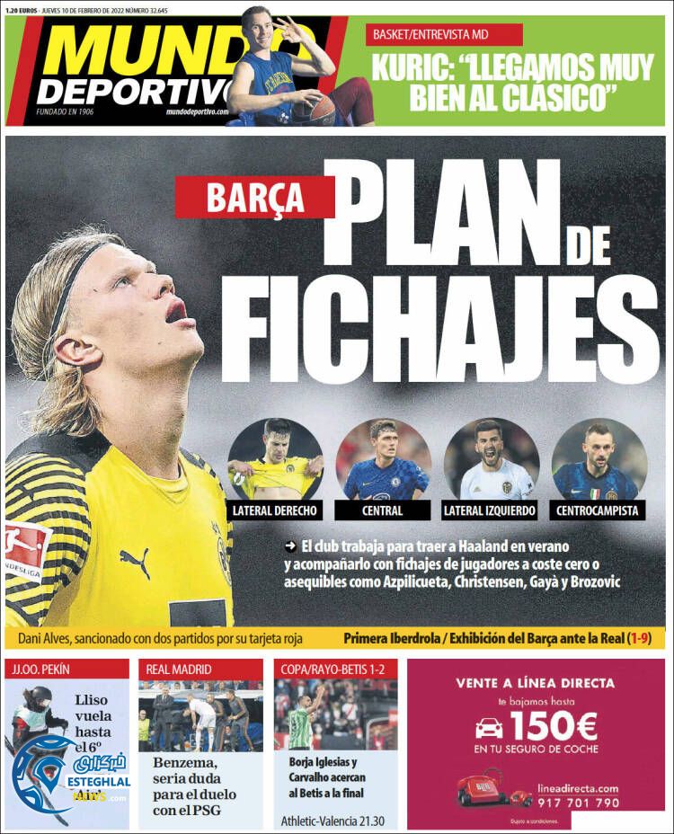 روزنامه ورزشی موندو دپورتیوو پنجشنبه 21 بهمن 1400