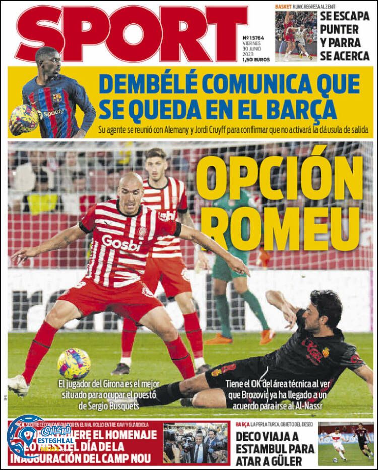 روزنامه ورزشی اسپورت جمعه 9 تیر 1402 