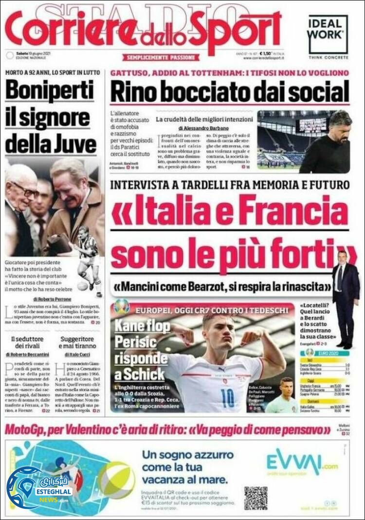 روزنامه ورزشی کوریره دلو اسپورت شنبه 29 خرداد 1400