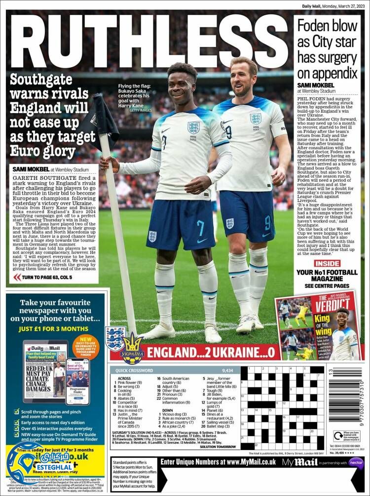 روزنامه ورزشی مایل اسپورت دوشنبه 7 فروردین 1402 