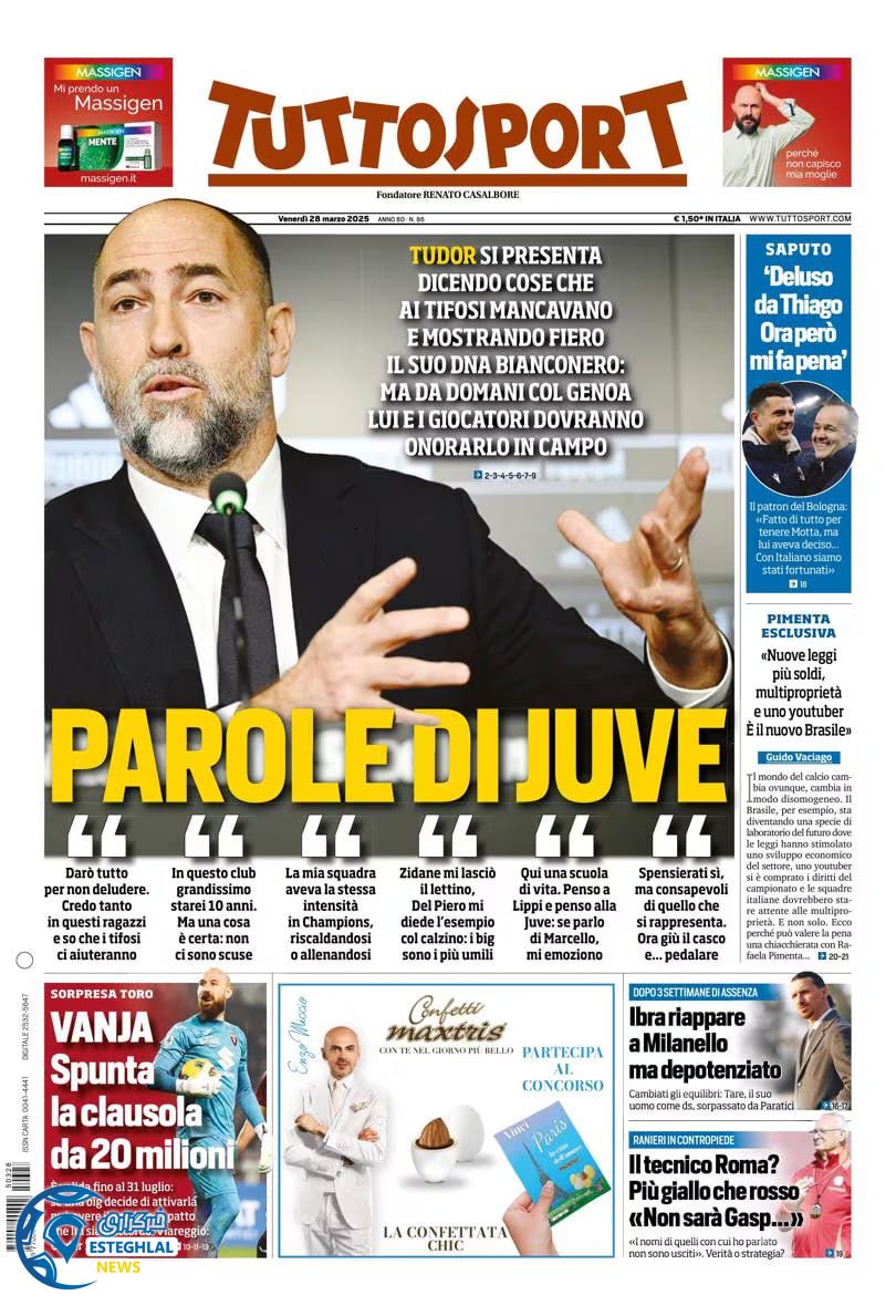 روزنامه  ورزشی توتو  اسپورت جمعه 8 فروردین 1404 