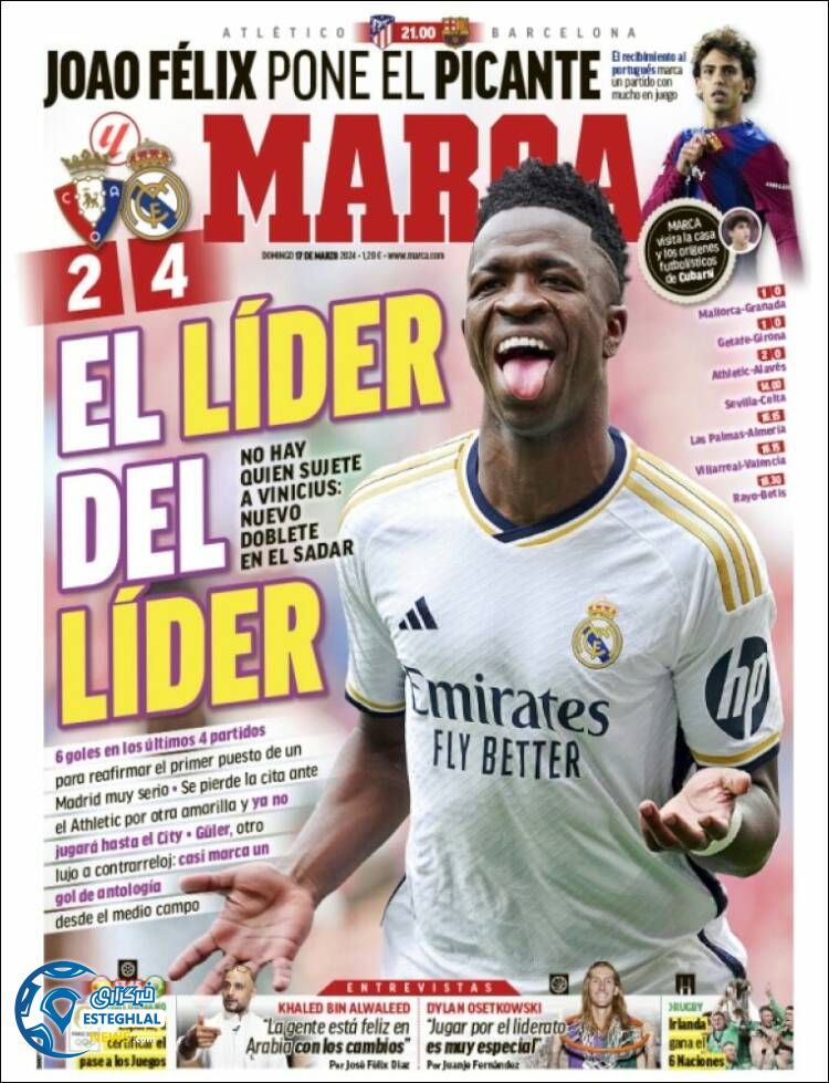 روزنامه ورزشی مارکا یکشنبه 27 اسفند 1402 