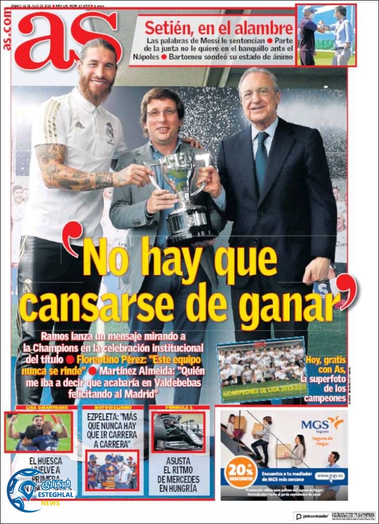 روزنامه ورزشی آاس شنبه 28 تیر 1399