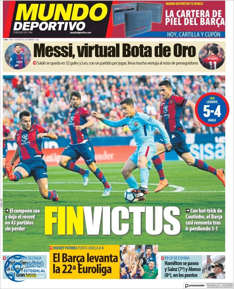 روزنامه ورزشی موندو دپورتیوو دوشنبه 24 اردیبهشت 1397