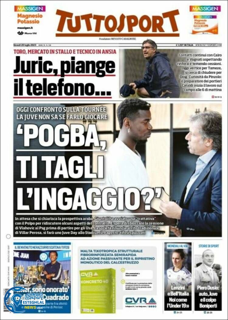 روزنامه ورزشی توتو اسپورت پنجشنبه 29 تیر 1402 