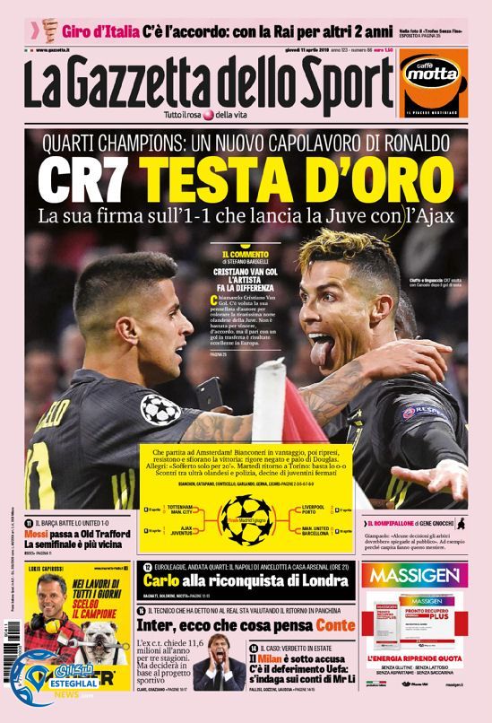 روزنامه ورزشی گاتزتا دلو اسپورت پنجشنبه 22 فروردین 1398