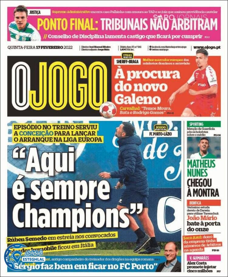 روزنامه ورزشی اوجوگو پنجشنبه 28 بهمن 1400